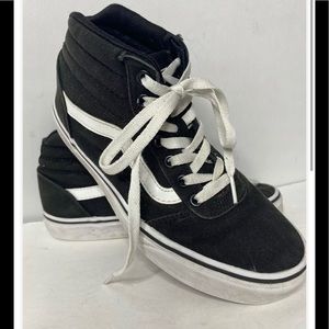 VANS SK8 HI Women's Sz 7 Black White Canvas Lace Up High Top Skateboard Shoes